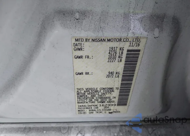 1N4AL3APXHC162999: 43824362