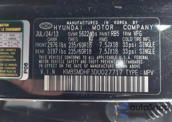 KM8SMDHF3DU027717: 43823623