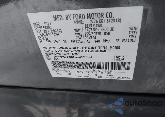 1FM5K7F88HGC06509: 43823710