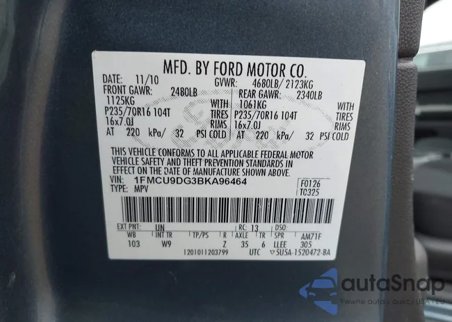 1FMCU9DG3BKA96464: 43823741