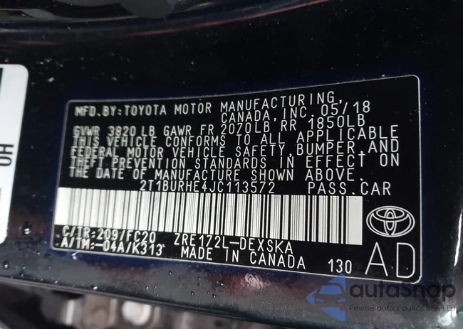 2T1BURHE4JC113572: 43823758