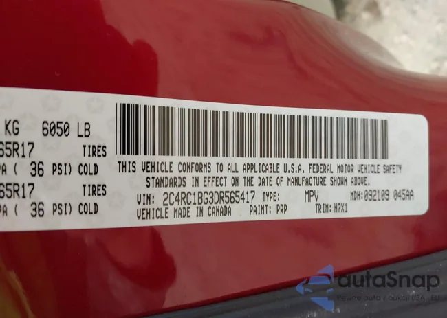 2C4RC1BG3DR565417: 43823860