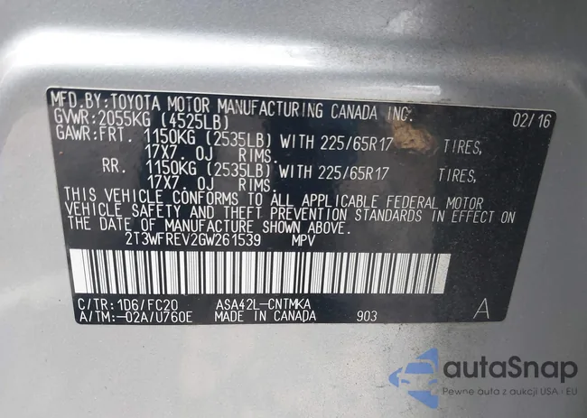 2T3WFREV2GW261539: 43824978