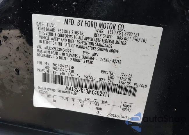 MAJ3S2KE3MC402911: 43825148