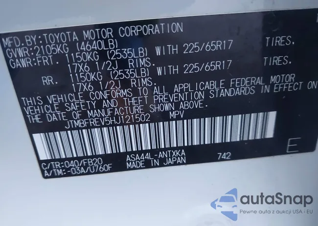 JTMBFREV5HJ121502: 43825204