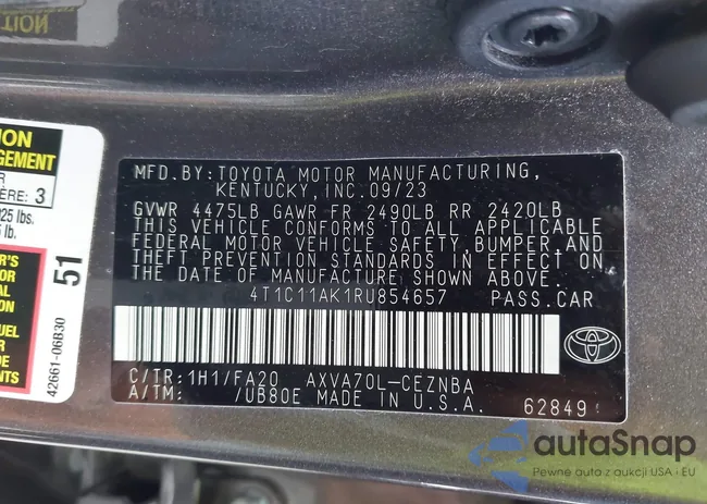 4T1C11AK1RU854657: 43825332