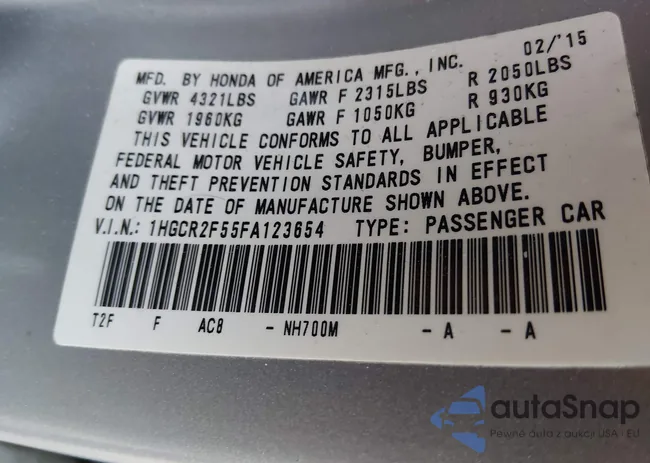 1HGCR2F55FA123654: 43824513