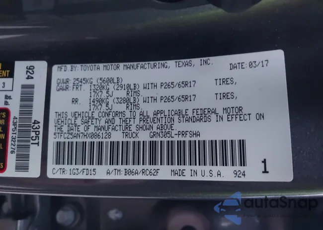 5TFCZ5AN7HX086128: 43824670