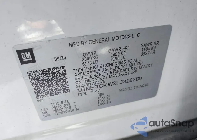 1GNERGKW2LJ318780: 43824795