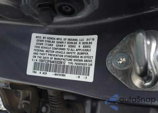 19XFC2F64KE020612: 43824834