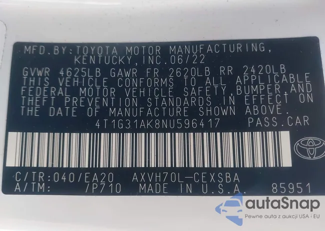 4T1G31AK8NU596417: 43824881
