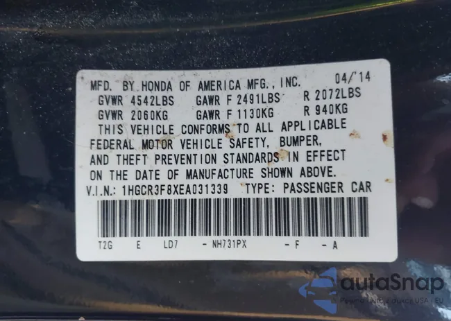 1HGCR3F8XEA031339: 43824885