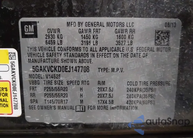 5GAKVCKD0EJ147708: 43826136