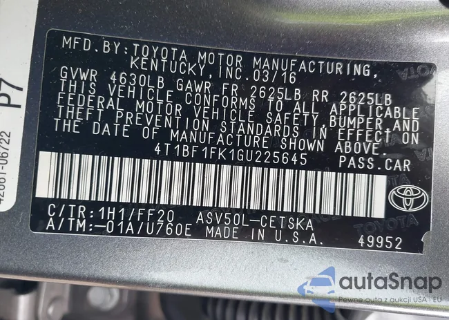 4T1BF1FK1GU225645: 43826298