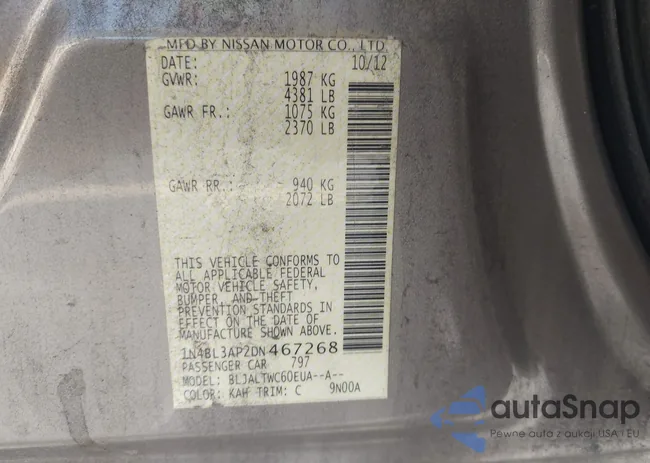 1N4BL3AP2DN467268: 43826433