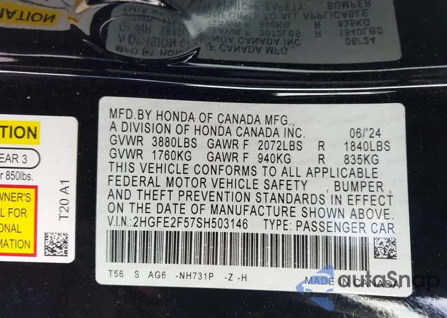 2HGFE2F57SH503146: 43826468