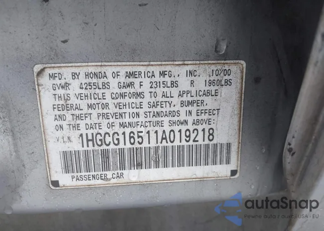 1HGCG16511A019218: 43826470