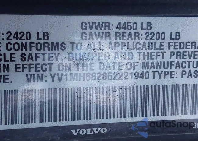 YV1MH682862221940: 43826510