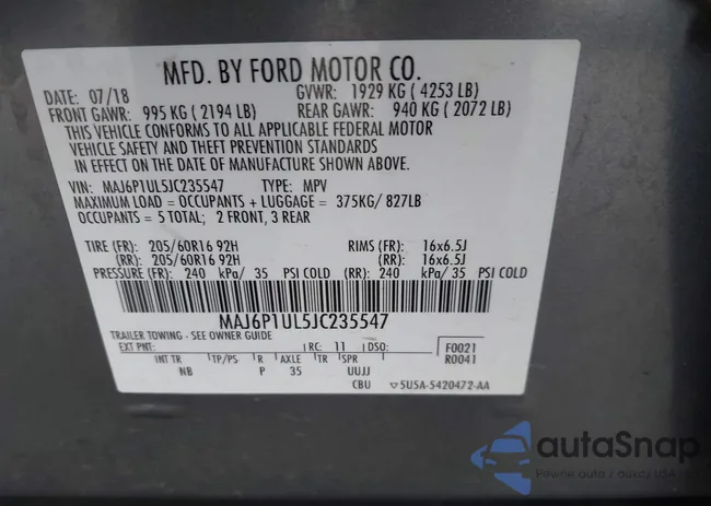 MAJ6P1UL5JC235547: 43825517