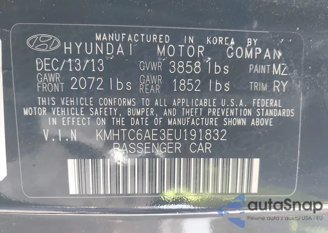 KMHTC6AE3EU191832: 43825572