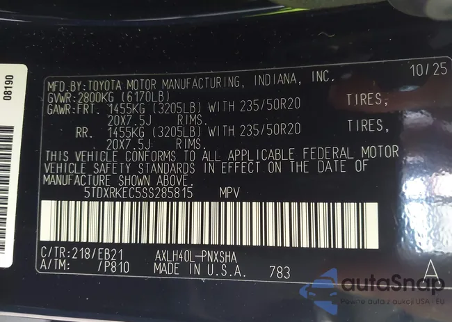 5TDXRKEC5SS285815: 43825598