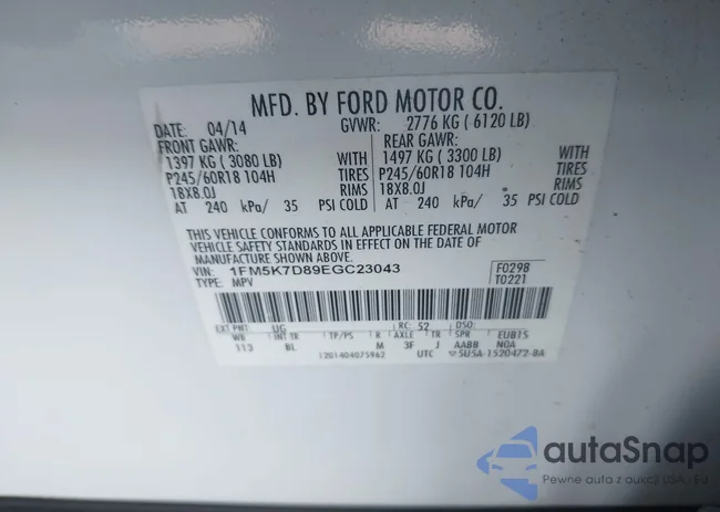 1FM5K7D89EGC23043: 43825630