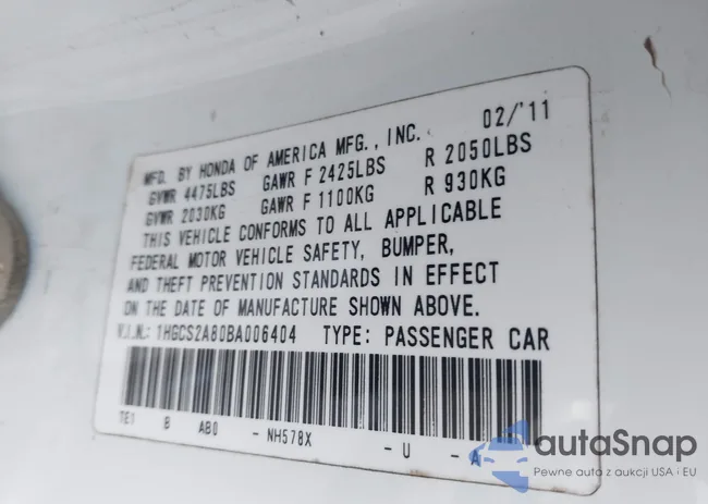 1HGCS2A80BA006404: 43825759