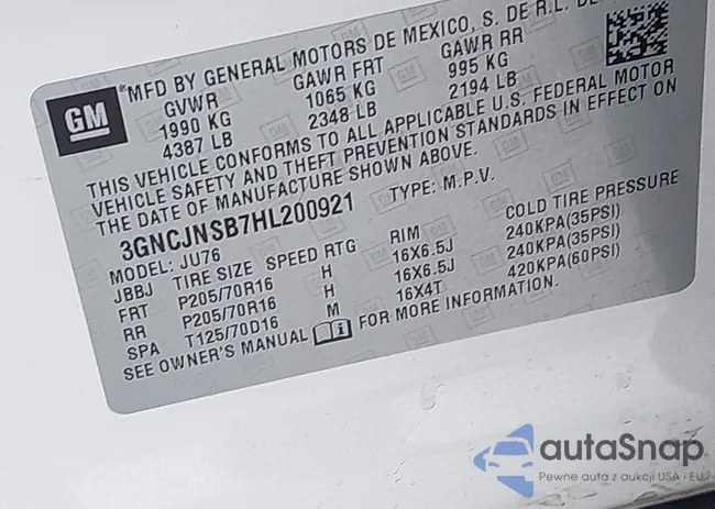 3GNCJNSB7HL200921: 43827400