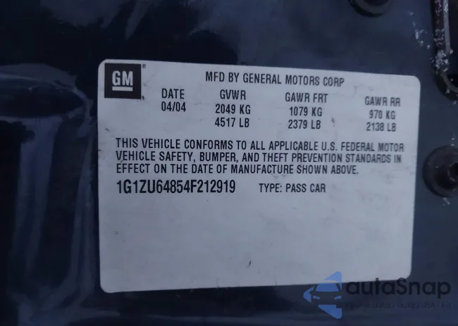 1G1ZU64854F212919: 43826593