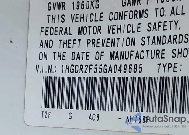 1HGCR2F55GA049685: 43826714