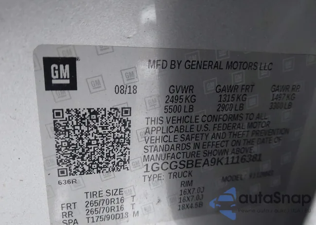 1GCGSBEA9K1116381: 43828200