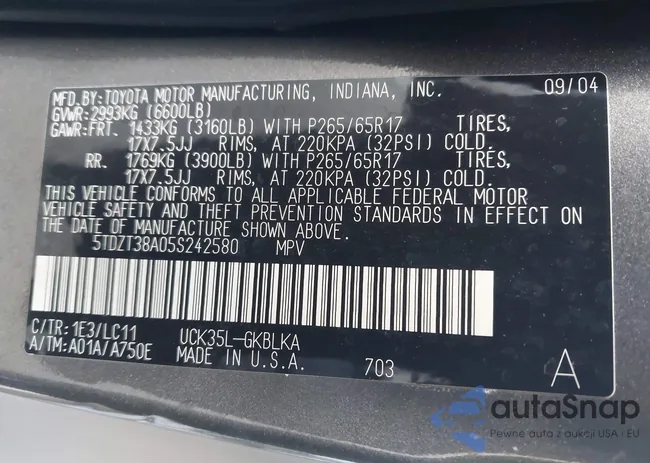 5TDZT38A05S242580: 43828394