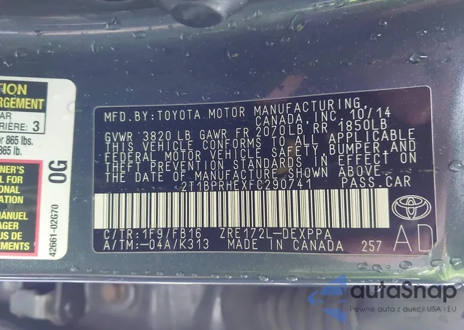 2T1BPRHEXFC290741: 43828433