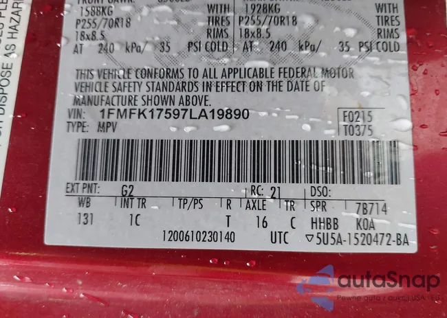 1FMFK17597LA19890: 43828455