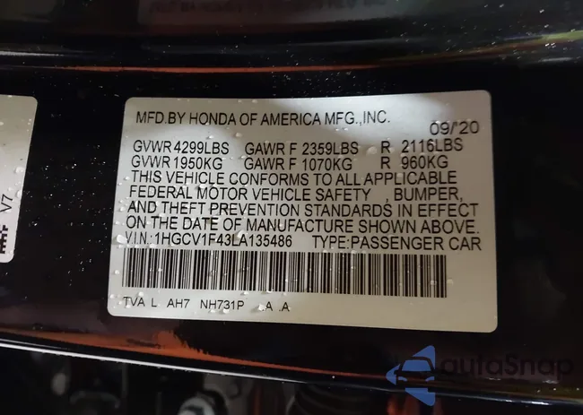 1HGCV1F43LA135486: 43829226