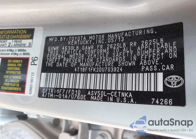 4T1BF1FK2DU703924: 43829238