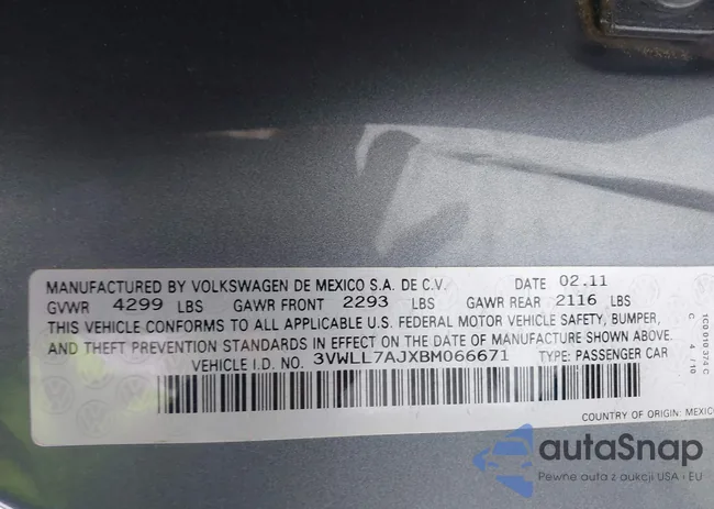 3VWLL7AJXBM066671: 43828535