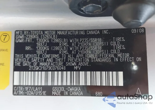 2T2GK31U79C076048: 43828587