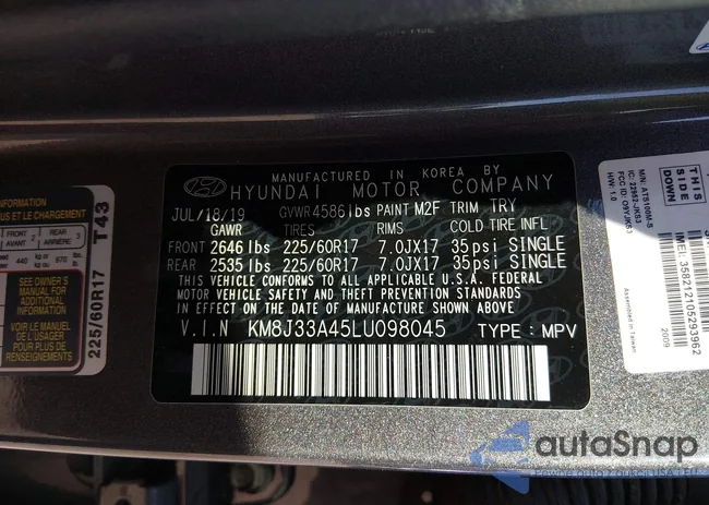 KM8J33A45LU098045: 43828734