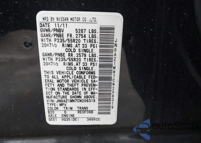 JN8AZ1MW7CW209319: 43830030