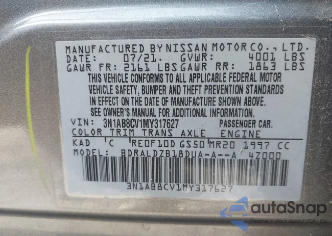 3N1AB8CV1MY317627: 43830127