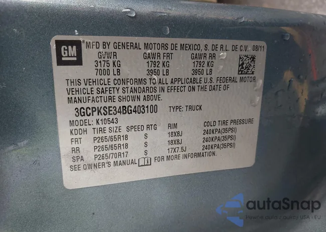 3GCPKSE34BG403100: 43830132