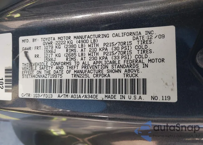 5TETX4CNXAZ719975: 43830135