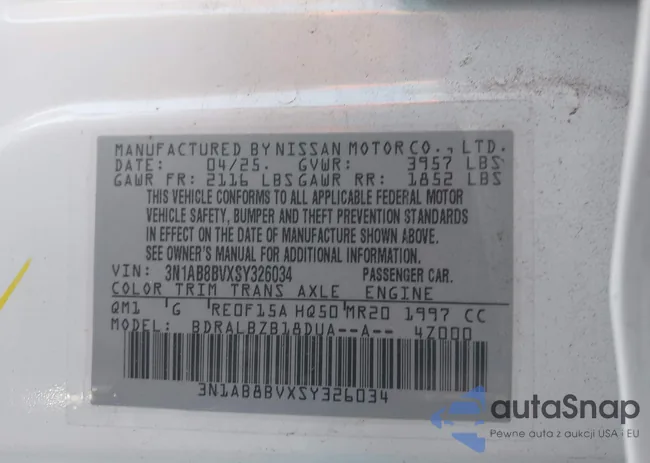 3N1AB8BVXSY326034: 43830333