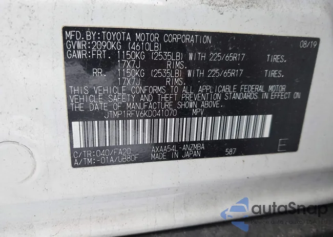 JTMP1RFV6KD041070: 43830392