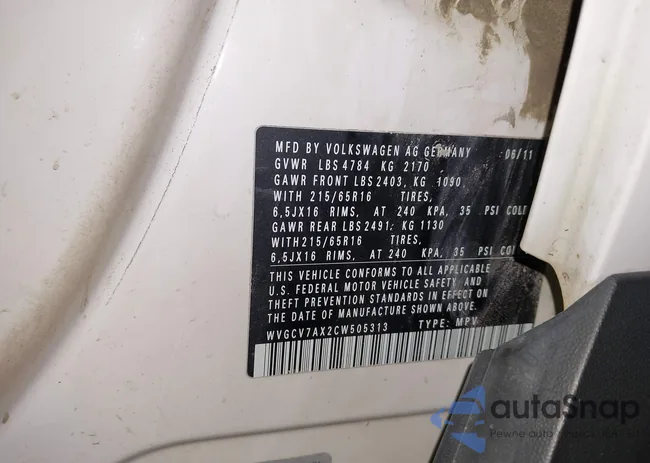 WVGCV7AX2CW505313: 43830477