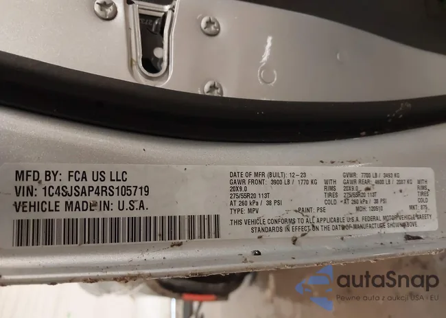 1C4SJSAP4RS105719: 43830985