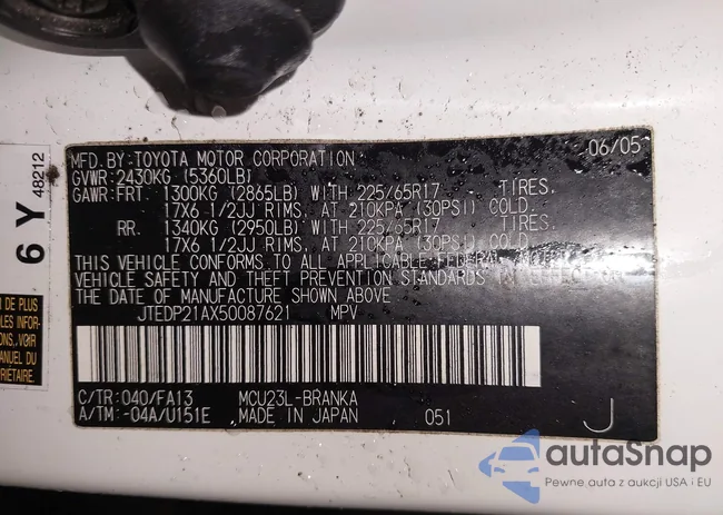 JTEDP21AX50087621: 43830990