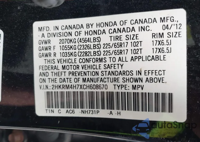 2HKRM4H7XCH608670: 43831008