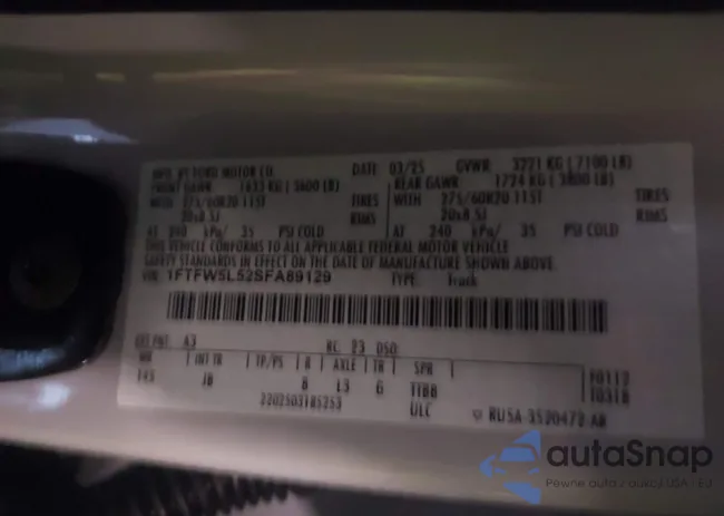 1FTFW5L52SFA89129: 43831040